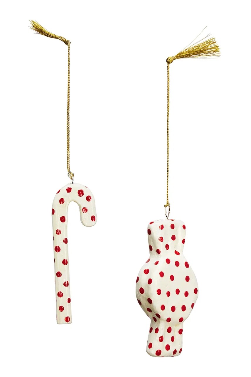 Vianočná ozdoba Madam Stoltz 9 cm 2-pak biela farba