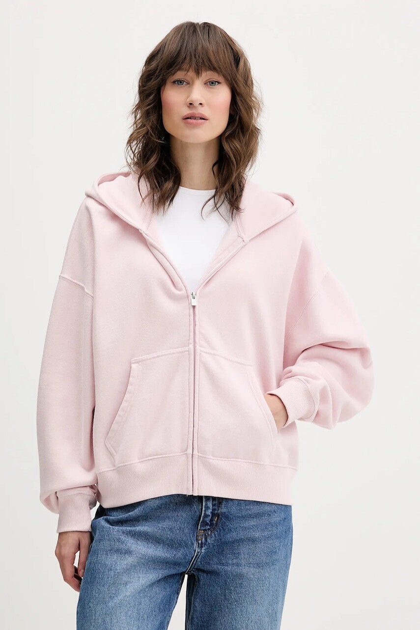 Mikina Hollister Co. ružová farba, s kapucňou, jednofarebná, KI352-5229-600