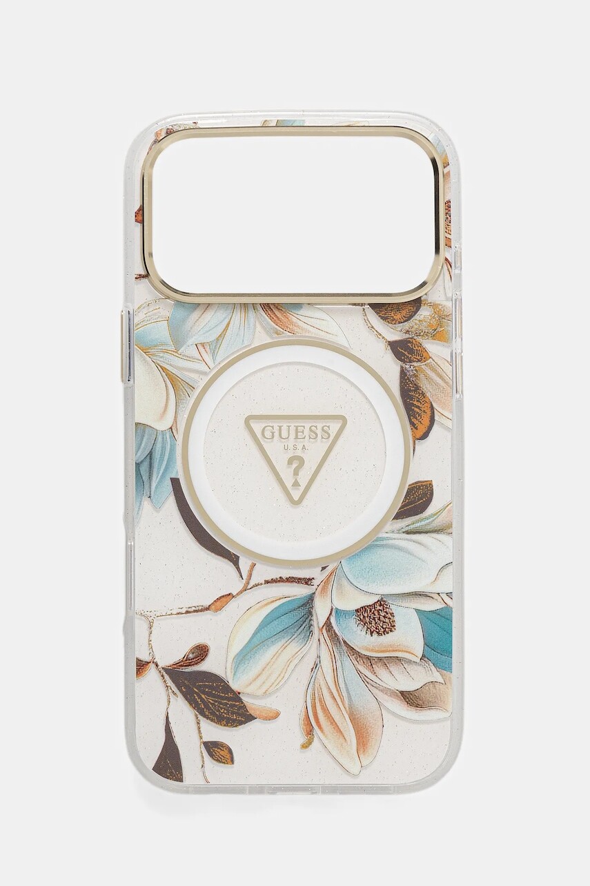 Puzdro na mobil Guess iPhone 17 Pro Max biela farba, GUHMP17XHFLPEDH