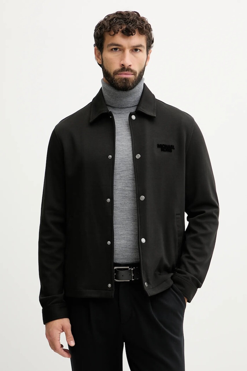 Košeľa Michael Kors čierna farba, regular, s klasickým golierom, CF5528A5MF