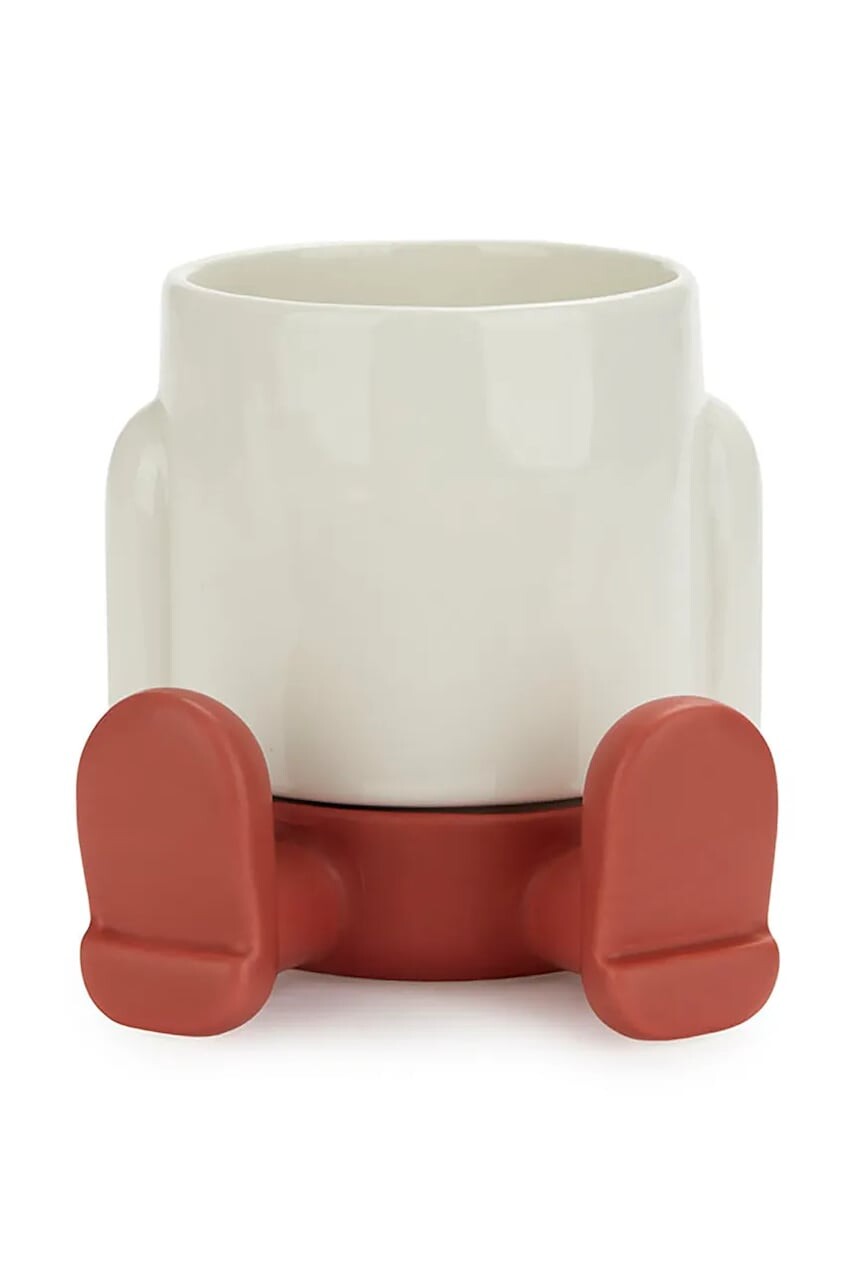 Kvetináč s podšálkou Balvi Mr.Sitty 11 x 8,5 x 8,5 cm červená farba