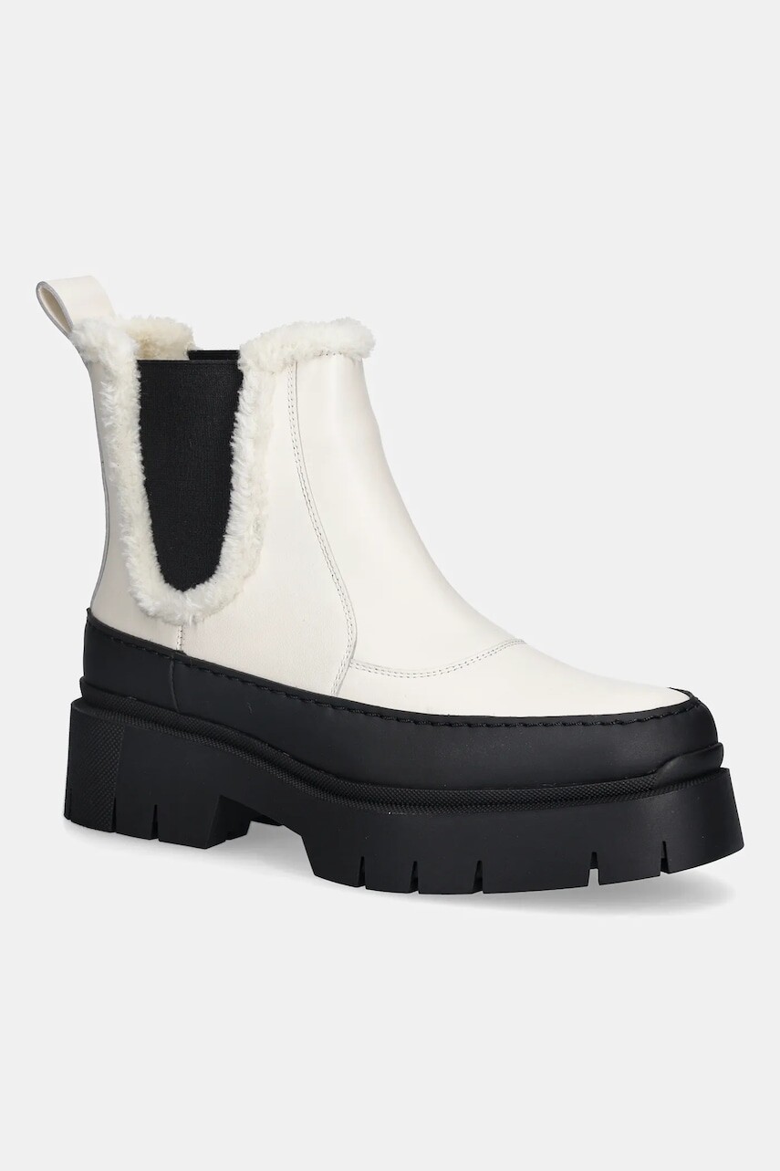 Členkové topánky HUGO Kris béžová farba, na platforme, zateplené, 50548203