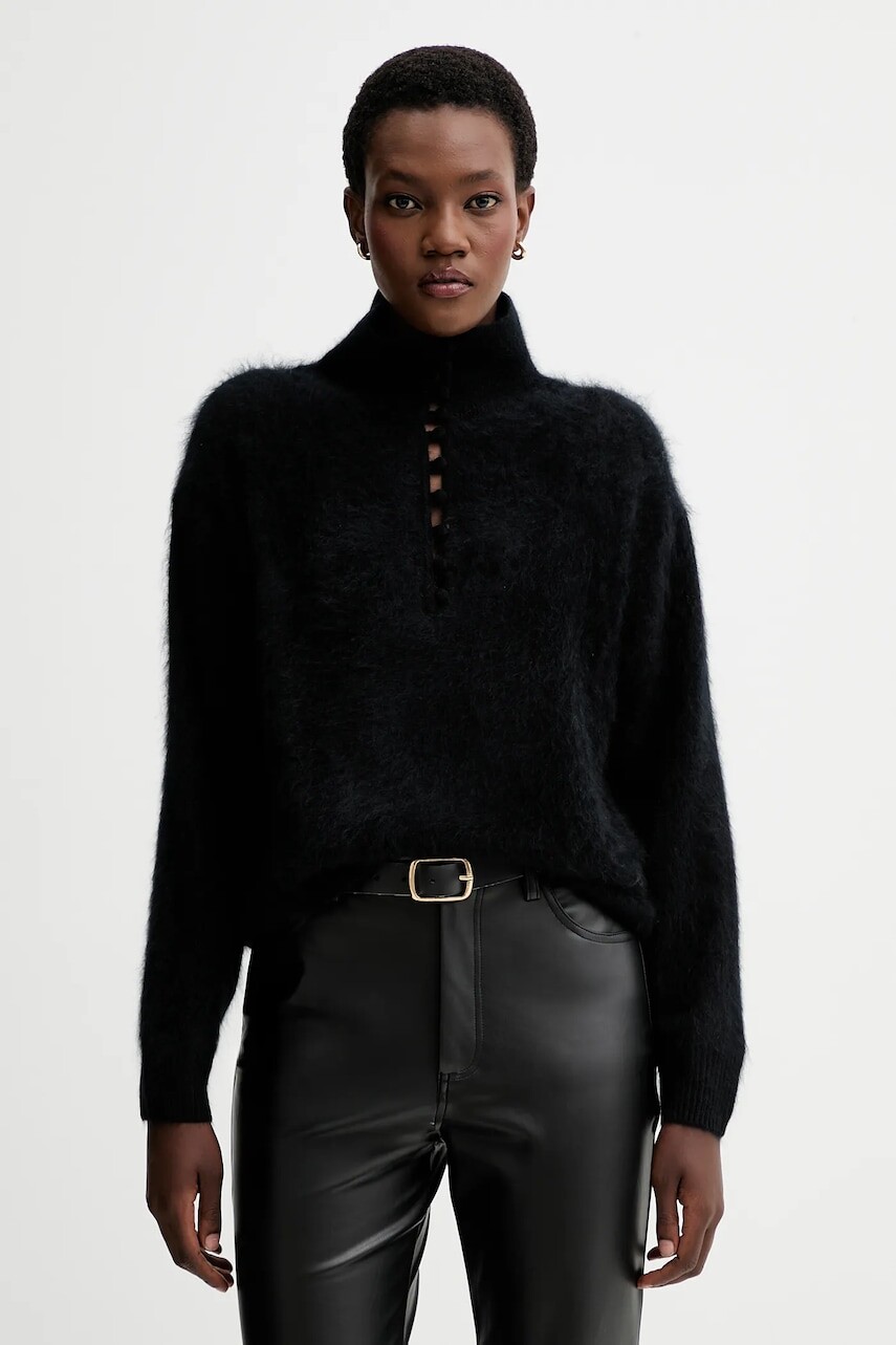 Kašmírový sveter Rag & Bone čierna farba, s polorolákom, RG6325F6MCA