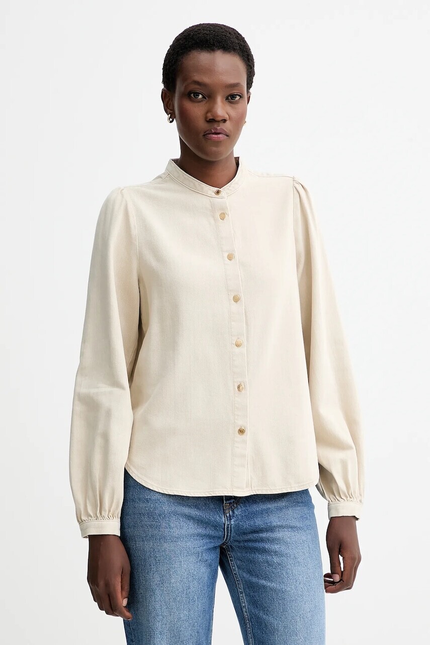 Košeľa Rag & Bone béžová farba, regular, so stojačikom, RJ0225FSUSS