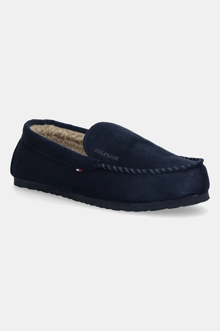 Papuče Tommy Hilfiger HILFIGER M SDE DRIVER HOUSE SHOE tmavomodrá farba, FM0FM05617