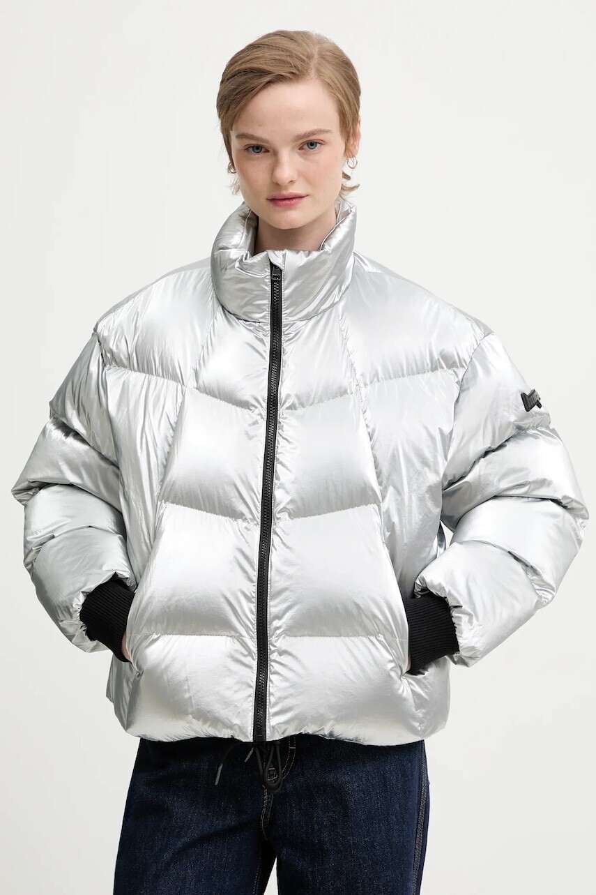 Bunda Hugo Blue strieborná farba, zimná, oversize, 50546368