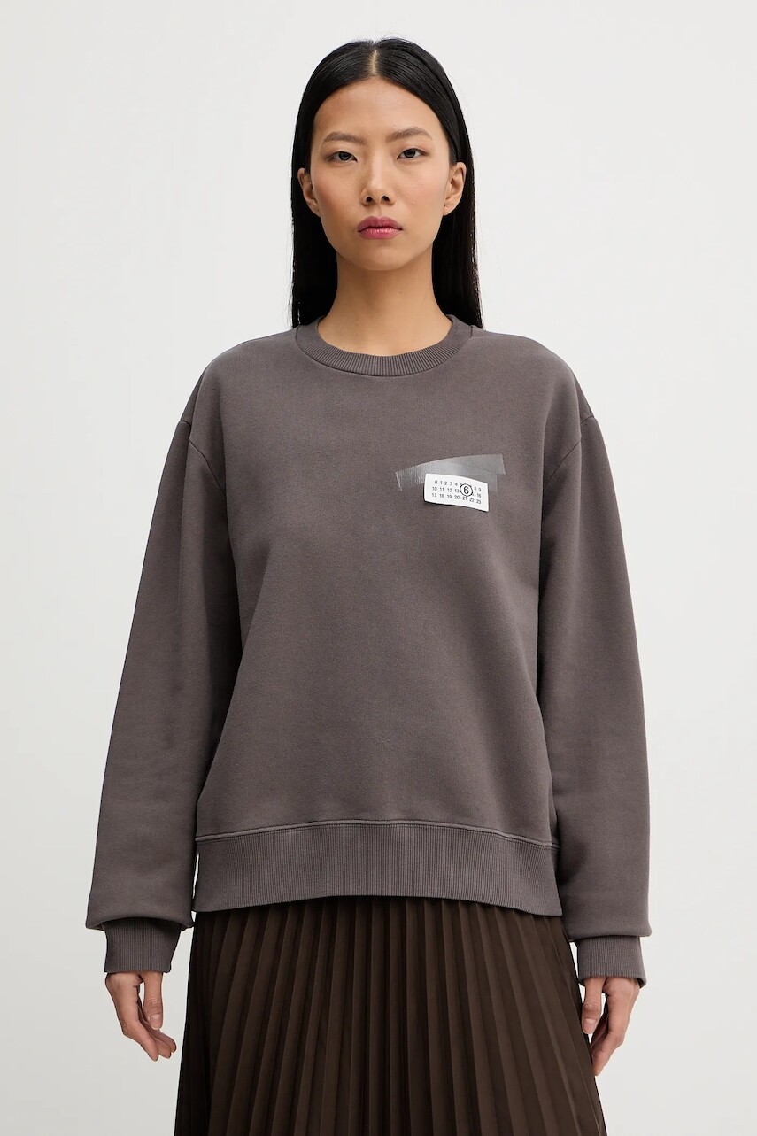 Bavlnená mikina MM6 Maison Margiela šedá farba, s nášivkou, S62GU0143.M25024.810