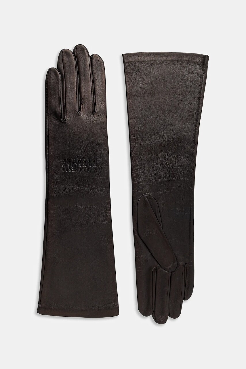 Kožené rukavice MM6 Maison Margiela x Agnelle šedá farba, S62TS0080.M07014.855