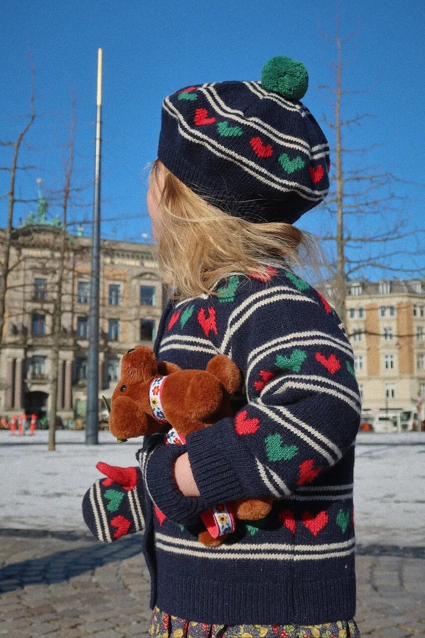 Detský kardigan s prímesou vlny Konges Sløjd BELOU KNIT CARDIGAN tmavomodrá farba, KS104225