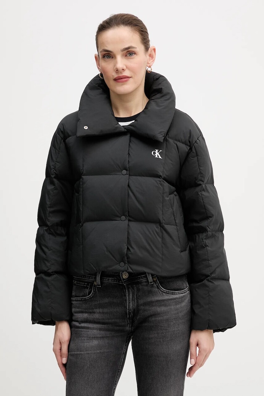 Páperová bunda Calvin Klein Jeans čierna farba, zimná, LV044D521G