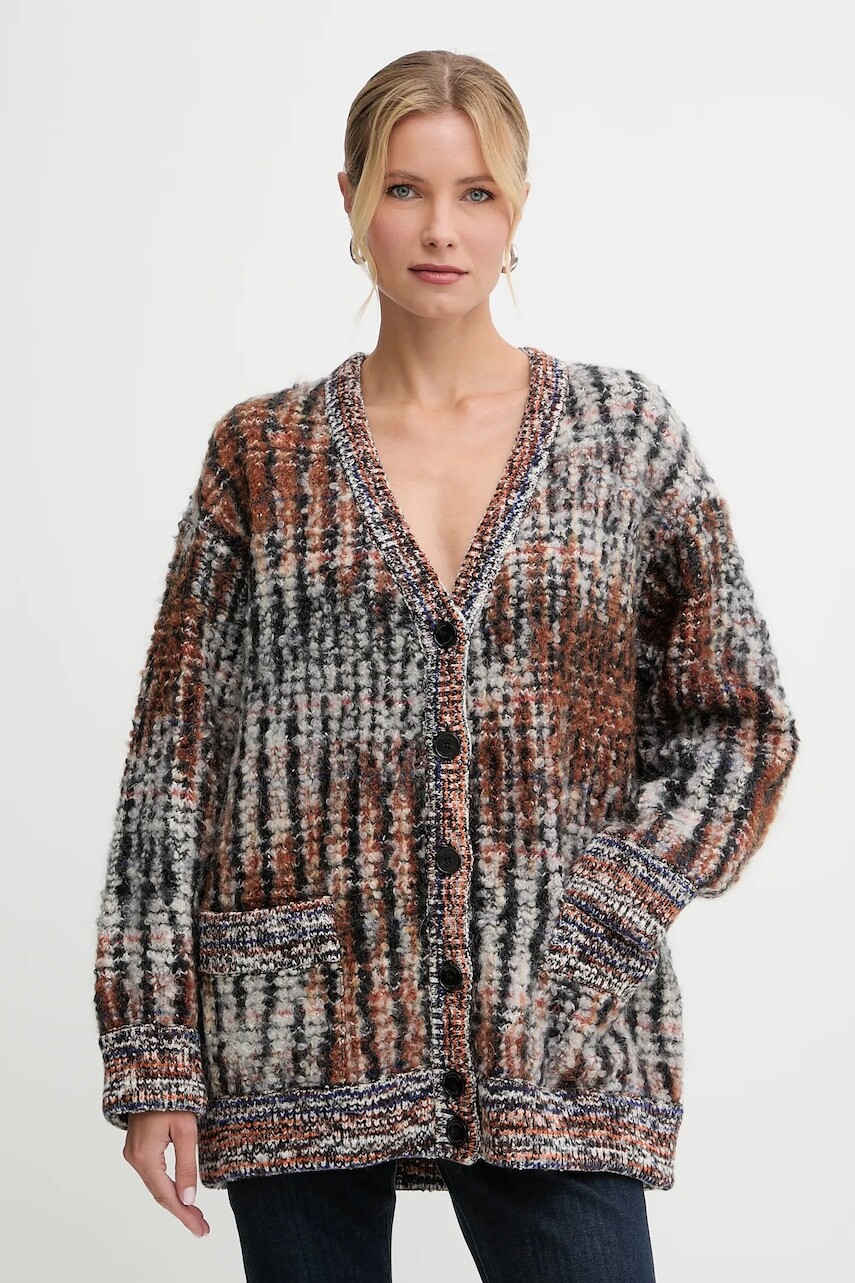 Kardigan s prímesou vlny Missoni hnedá farba, teplé, DS25WM1N.BC005M