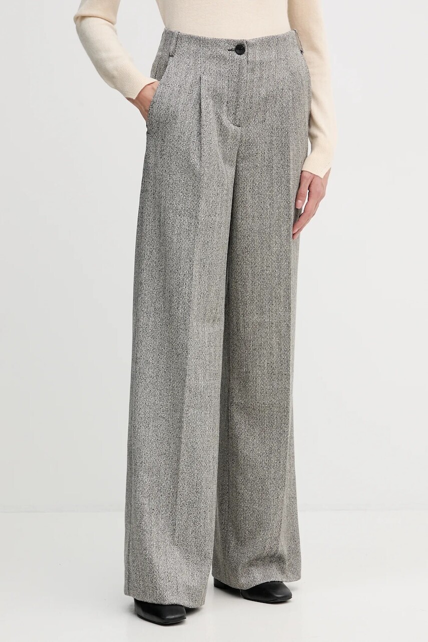 Nohavice Sisley čierna farba, široké, vysoký pás, 4D12LF07V