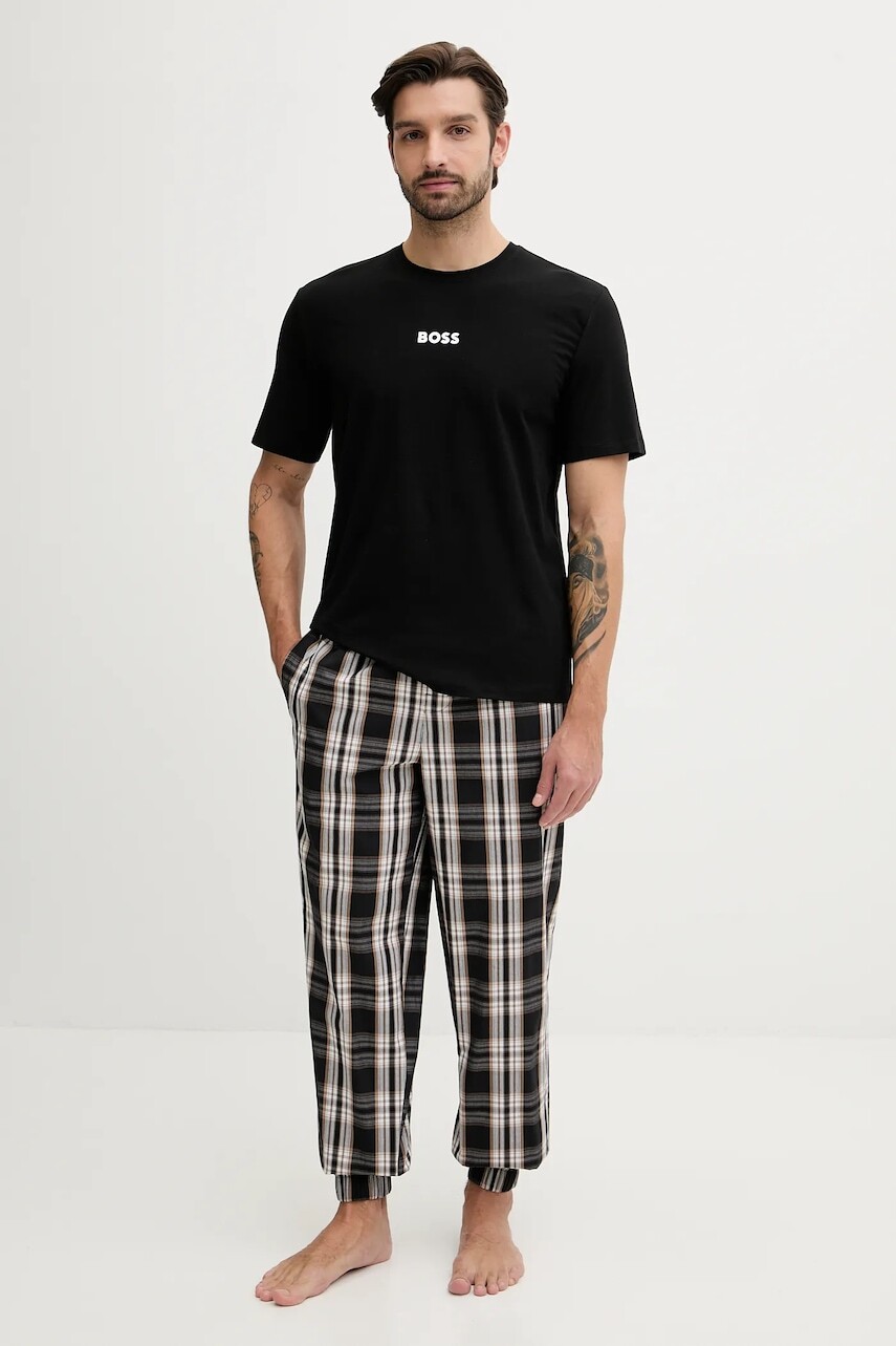 Pyžamo BOSS pánske, čierna farba, vzorované, 50535875