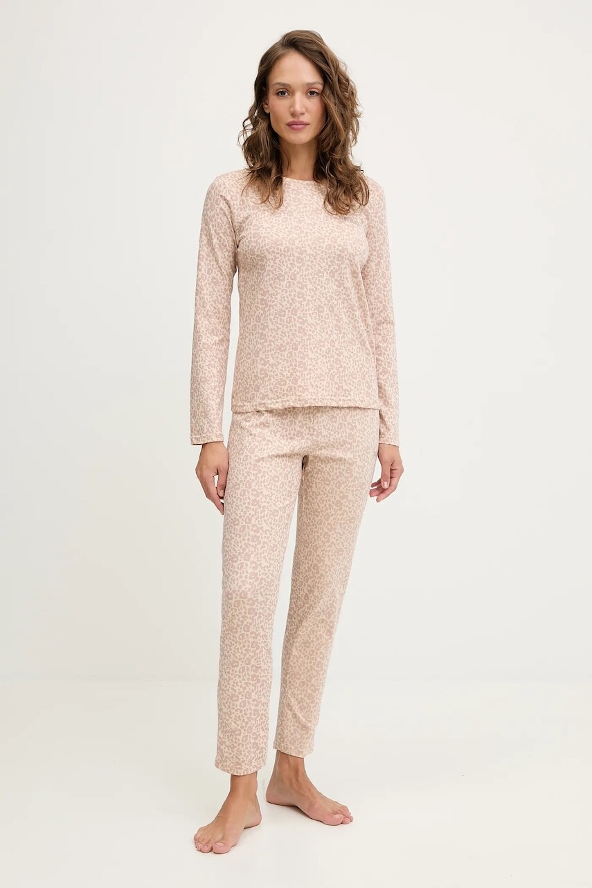 Bavlnené pyžamo Fila béžová farba, FPW4219