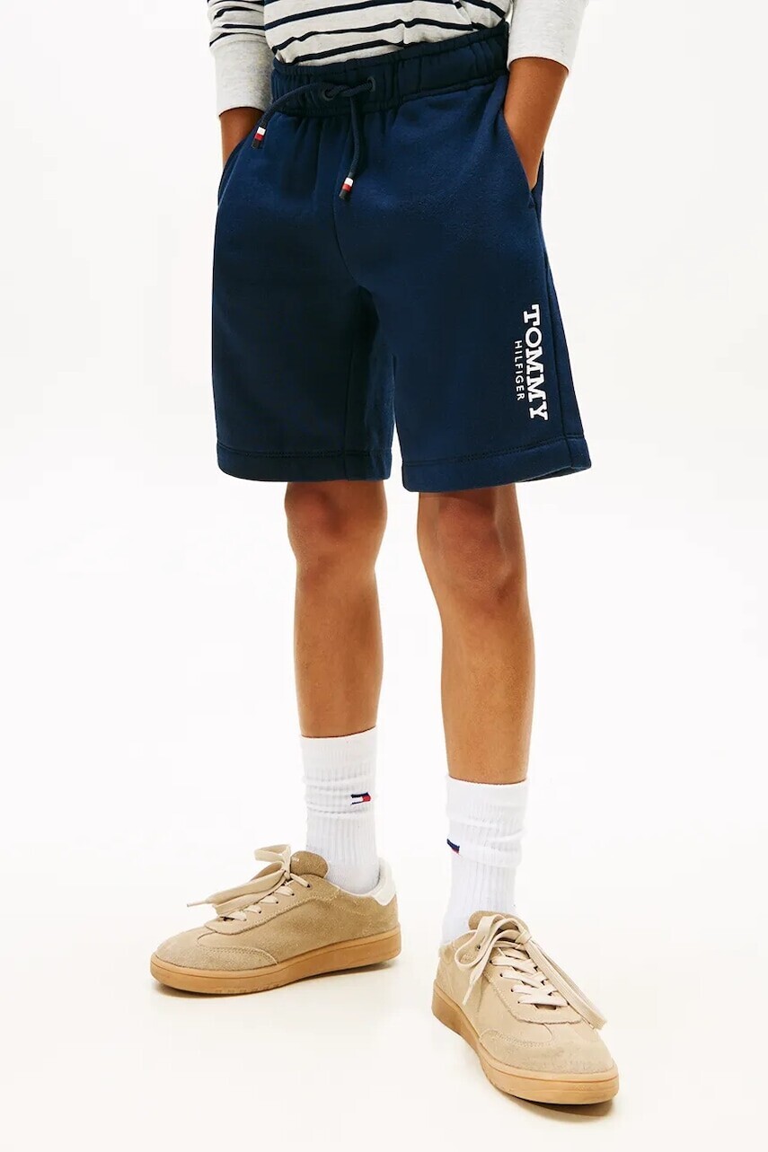 Detské krátke nohavice Tommy Hilfiger tmavomodrá farba, nastaviteľný pás KB0KB10023