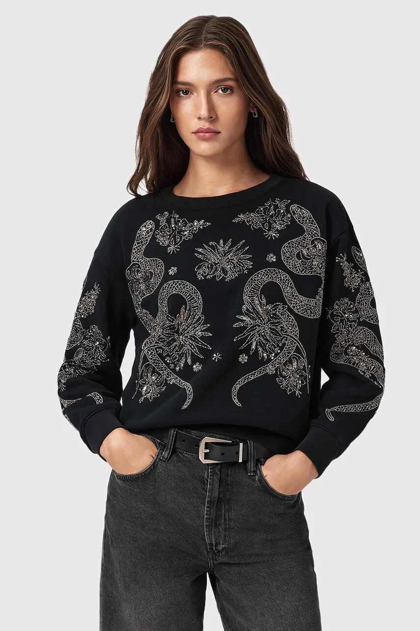 Sveter AllSaints čierna farba, W146JD