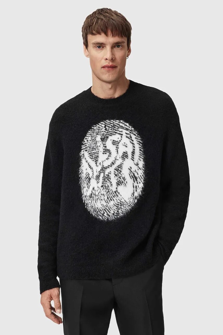 Sveter s prímesou alpaky AllSaints čierna farba, M026KE