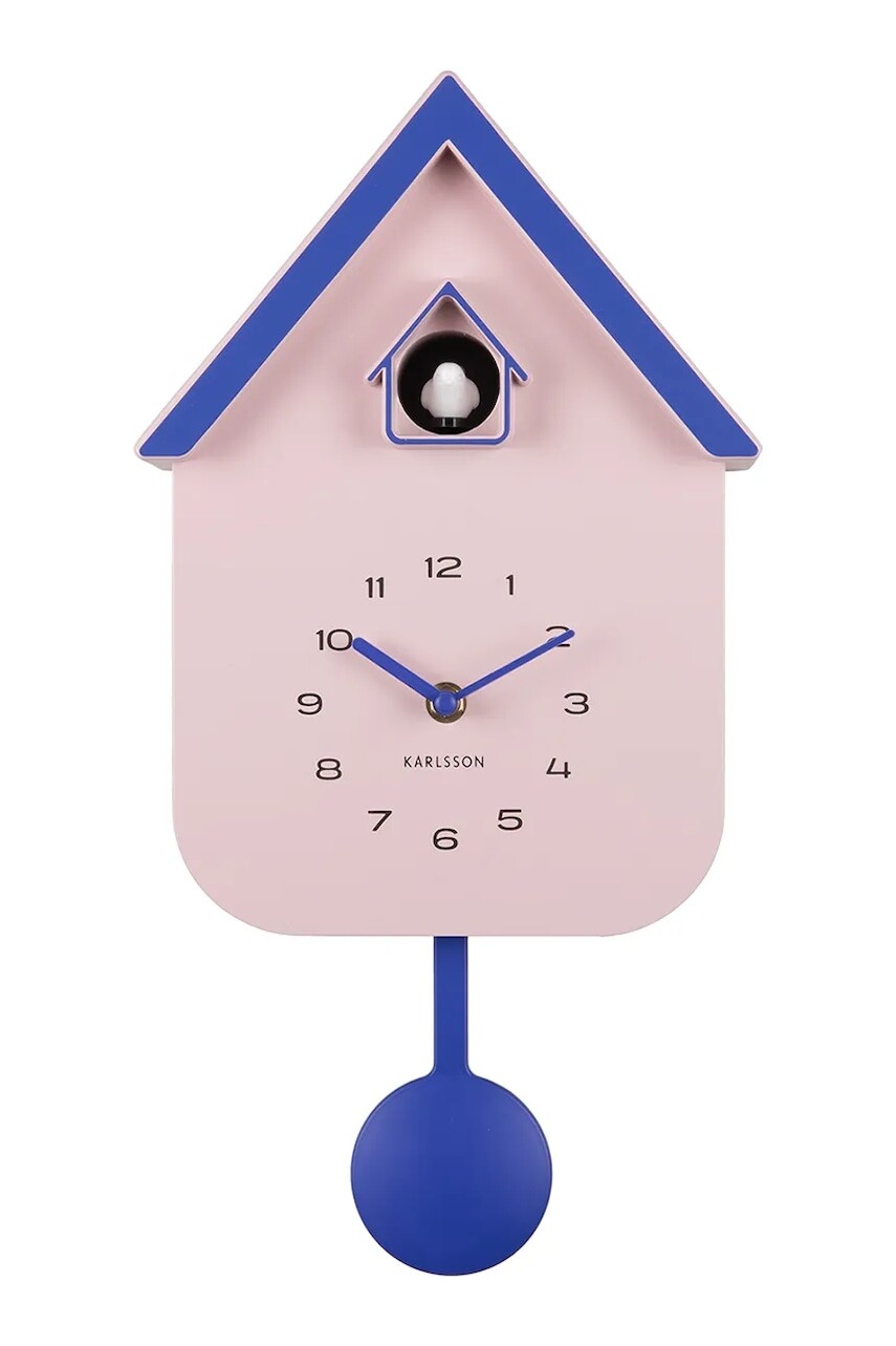 Kyvadlové hodiny Karlsson Dupla 21,5 x 41,5 x 8,5 cm ružová farba