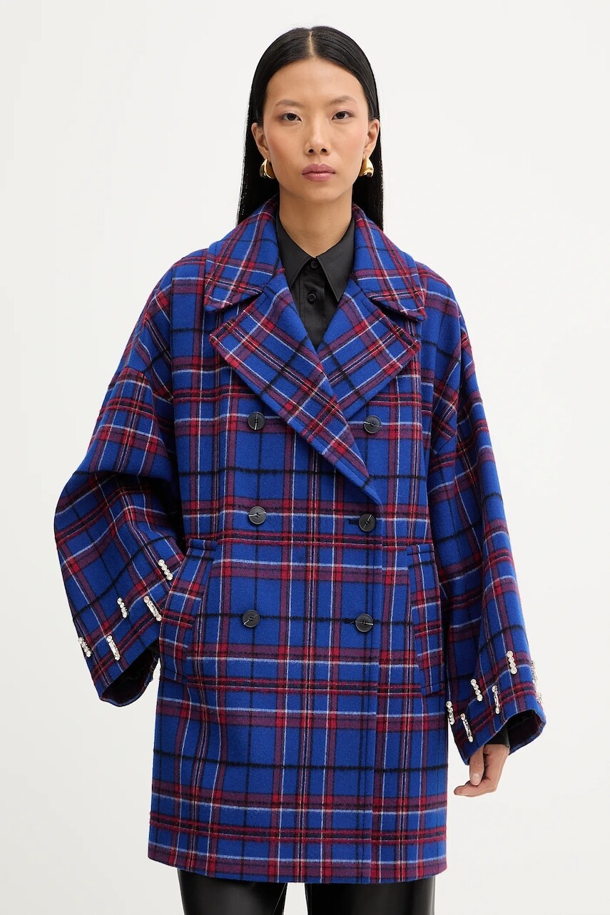 Kabát s prímesou vlny MAX&Co. tmavomodrá farba, 2526086015200