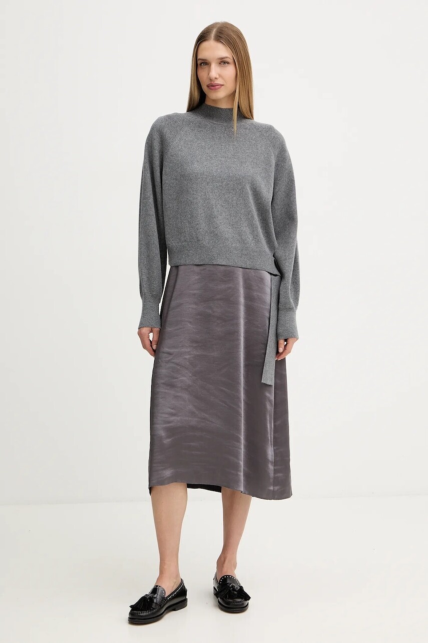 Šaty a sveter BOSS šedá farba, midi, priliehavé, 50547867