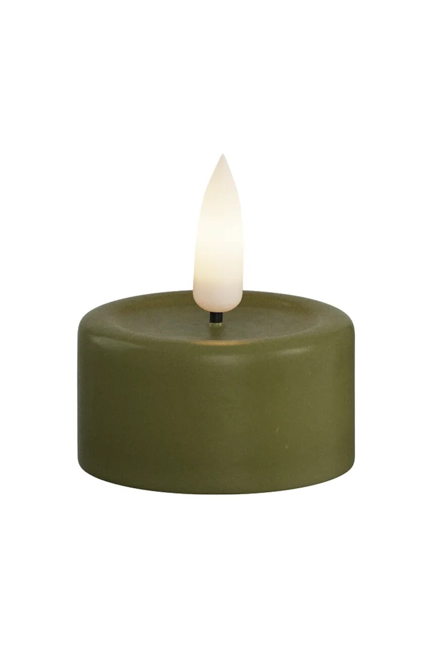 Led sviečka Deluxe Homeart Oliven Gronne Fyrfadslys 4 x 4,5 cm 2-pak zelená farba