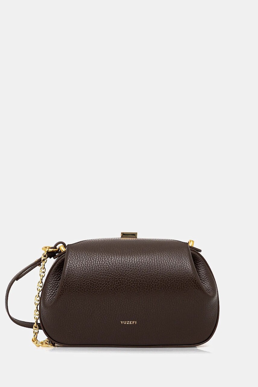 Kožená kabelka Yuzefi OYSTER hnedá farba, YUZCO-HB-MOYC-L038