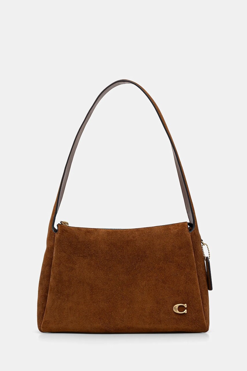 Semišová kabelka Coach Lola hnedá farba, CDD06