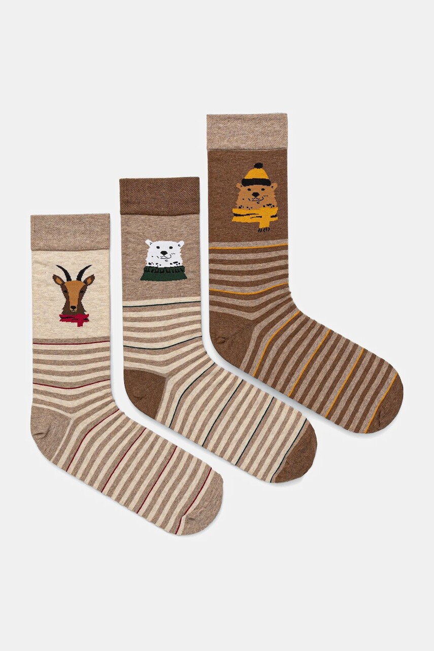 Bavlnené ponožky Medicine 3-pak béžová farba