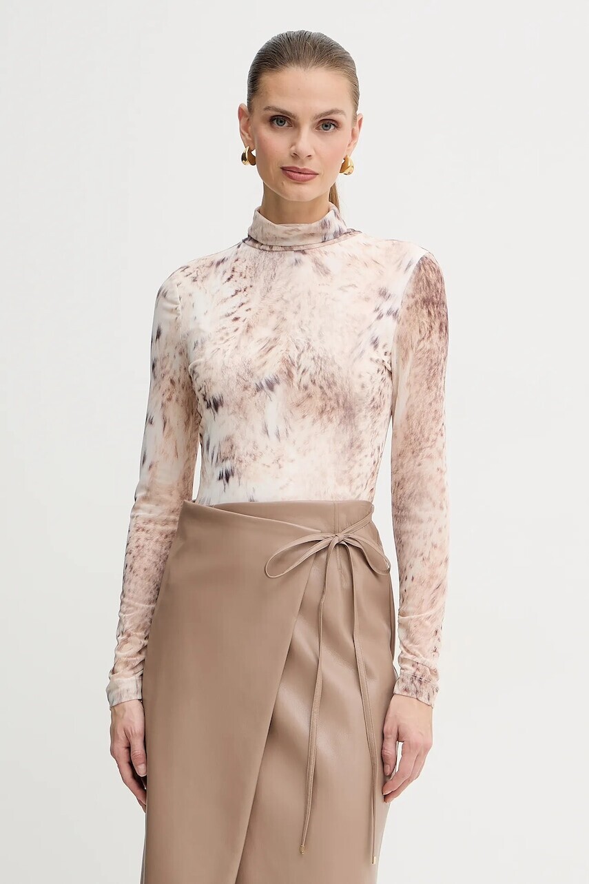 Tričko s dlhým rukávom Marciano by Guess HOLLY béžová farba, s rolákom, 5BGP09 6350A