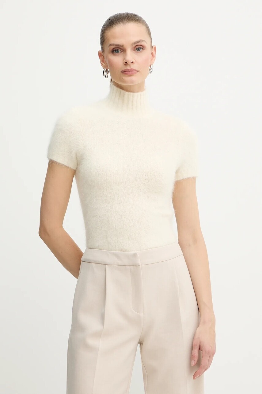 Sveter s prímesou alpaky Marciano by Guess AGNES béžová farba, s polorolákom, 5BGR10 5794Z