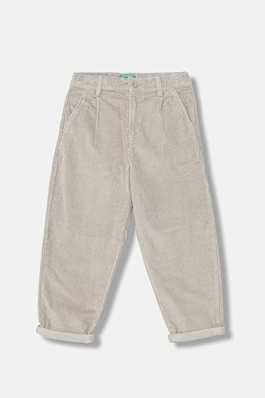 Detské menčestrové nohavice United Colors of Benetton šedá farba, jednofarebná, 4IKTCF058