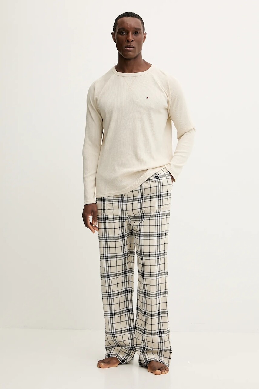 Pyžamo Tommy Hilfiger pánske, béžová farba, vzorované, UM0UM03699