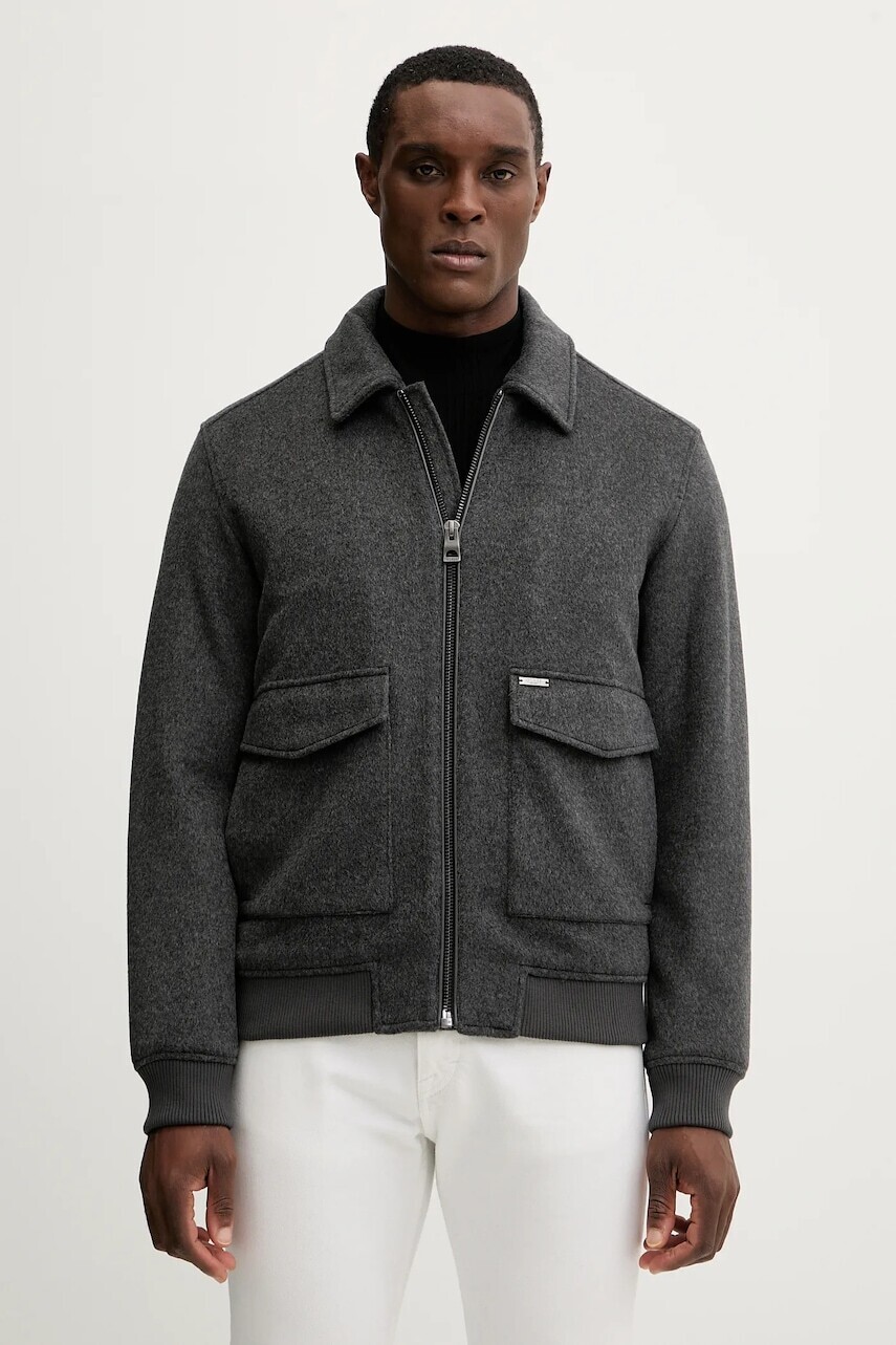 Bunda s prímesou vlny Guess šedá farba, prechodná, M5BL2K W0682