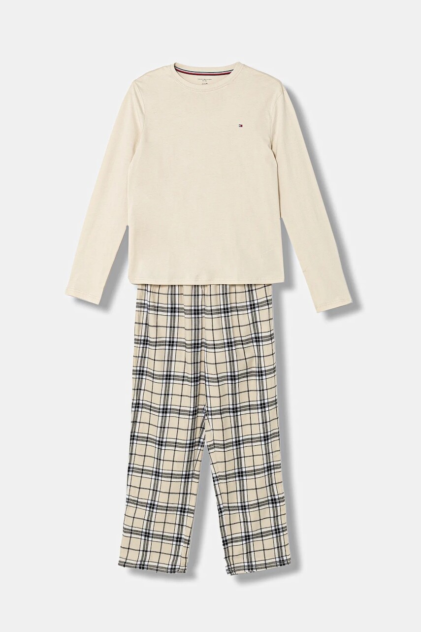 Detské pyžamo Tommy Hilfiger béžová farba, vzorované, UB0UB00585