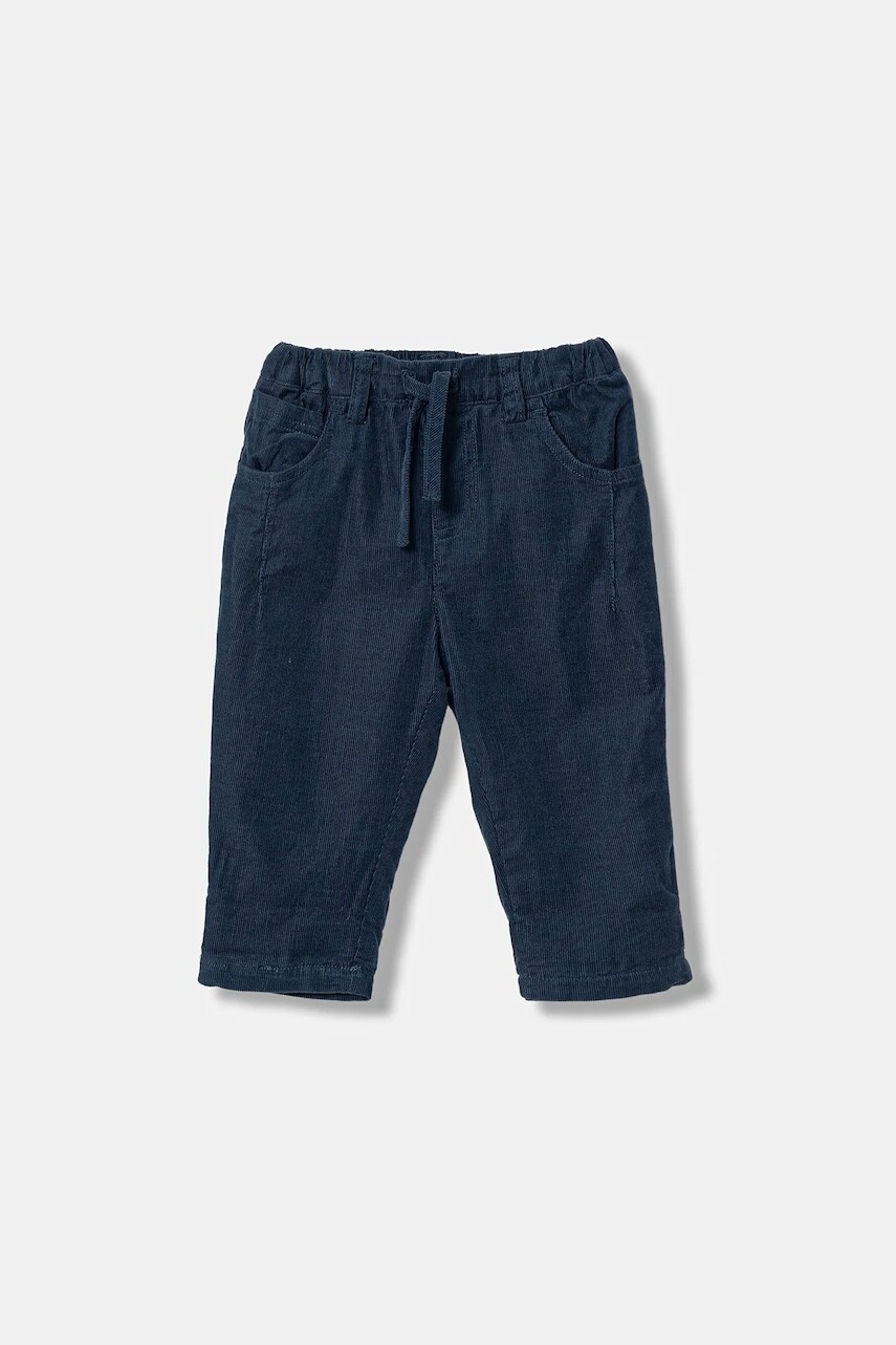 Detské menčestrové nohavice United Colors of Benetton tmavomodrá farba, jednofarebné, 4O5GAF01B