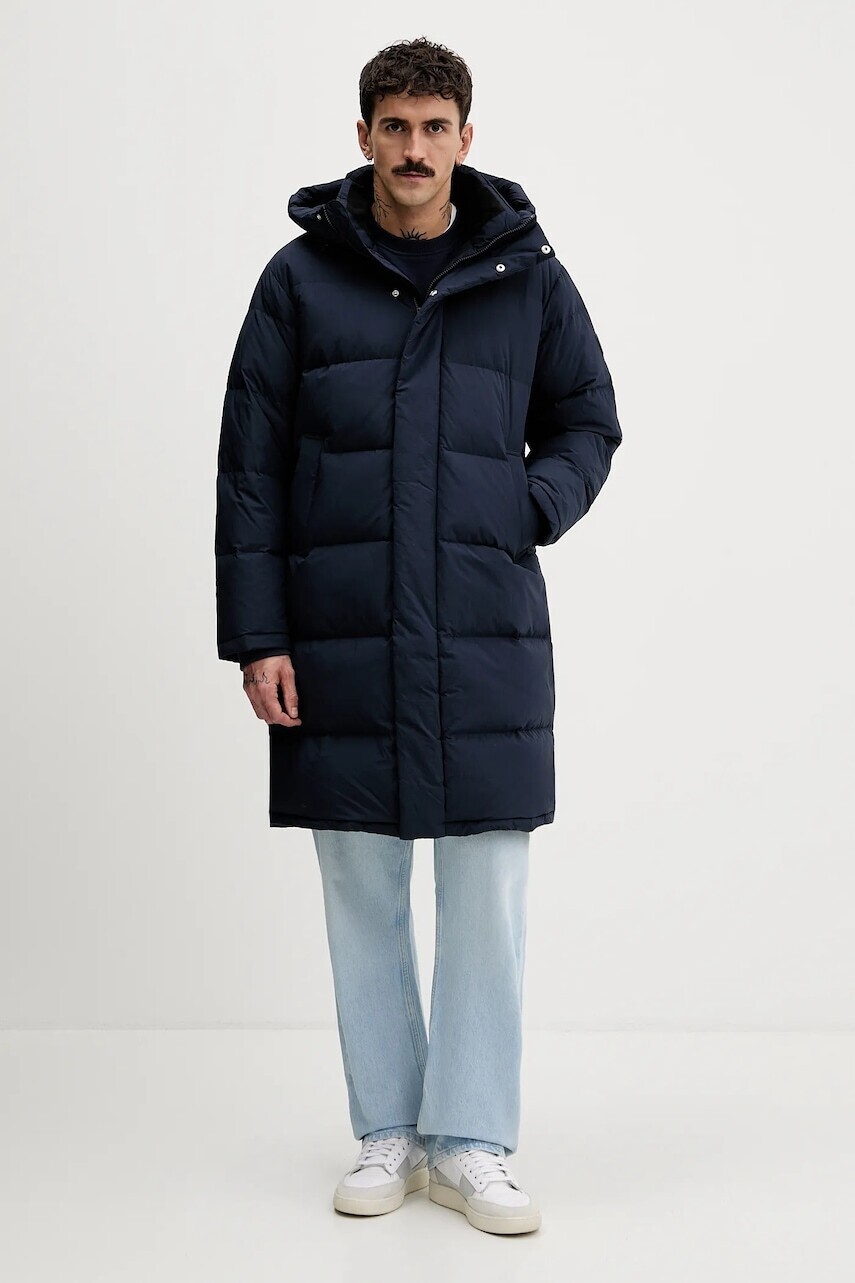 Páperová bunda Tommy Jeans tmavomodrá farba, zimná, DM0DM22250