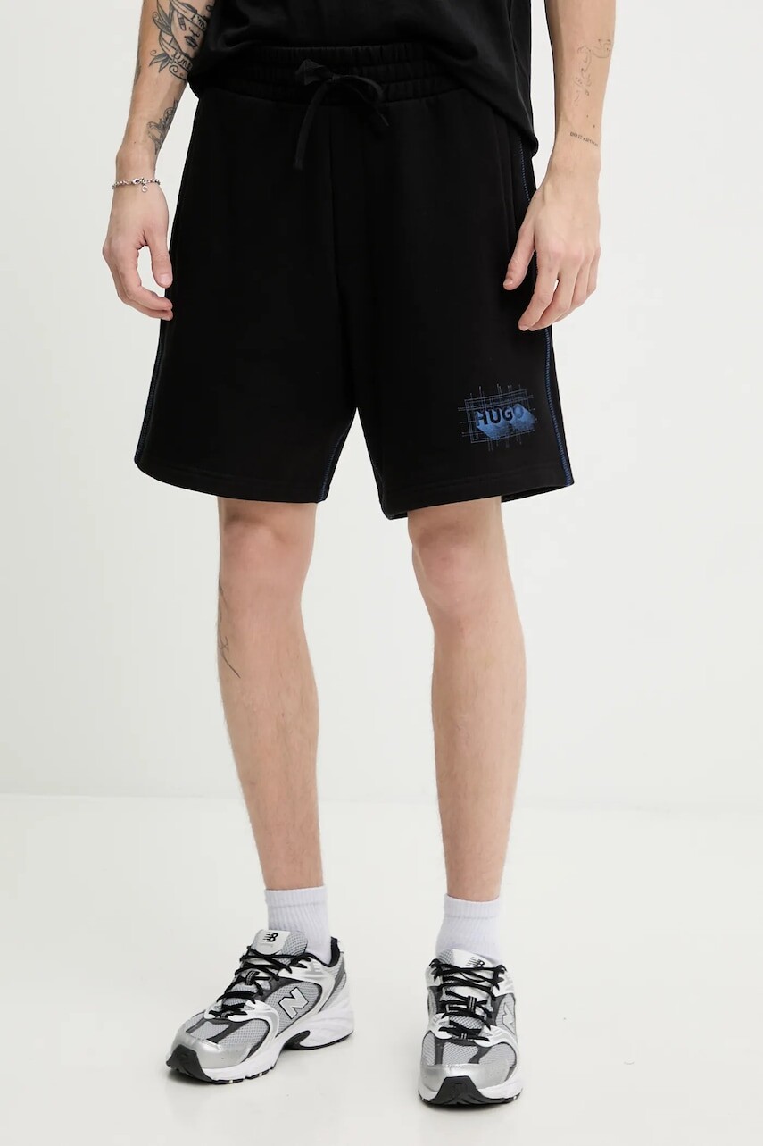Bavlnené šortky Hugo Blue čierna farba, 50553499