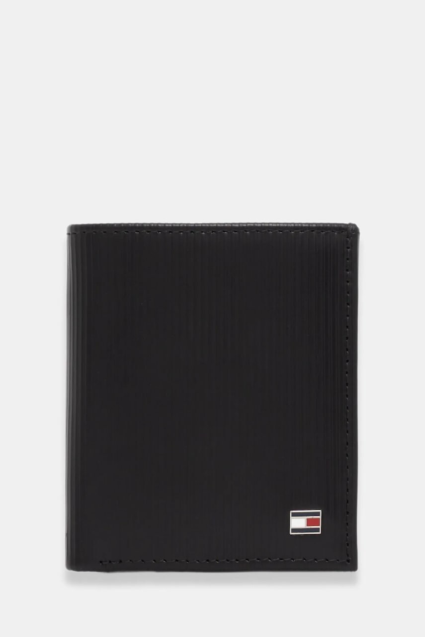 Kožená peňaženka Tommy Hilfiger čierna farba, AM0AM13968