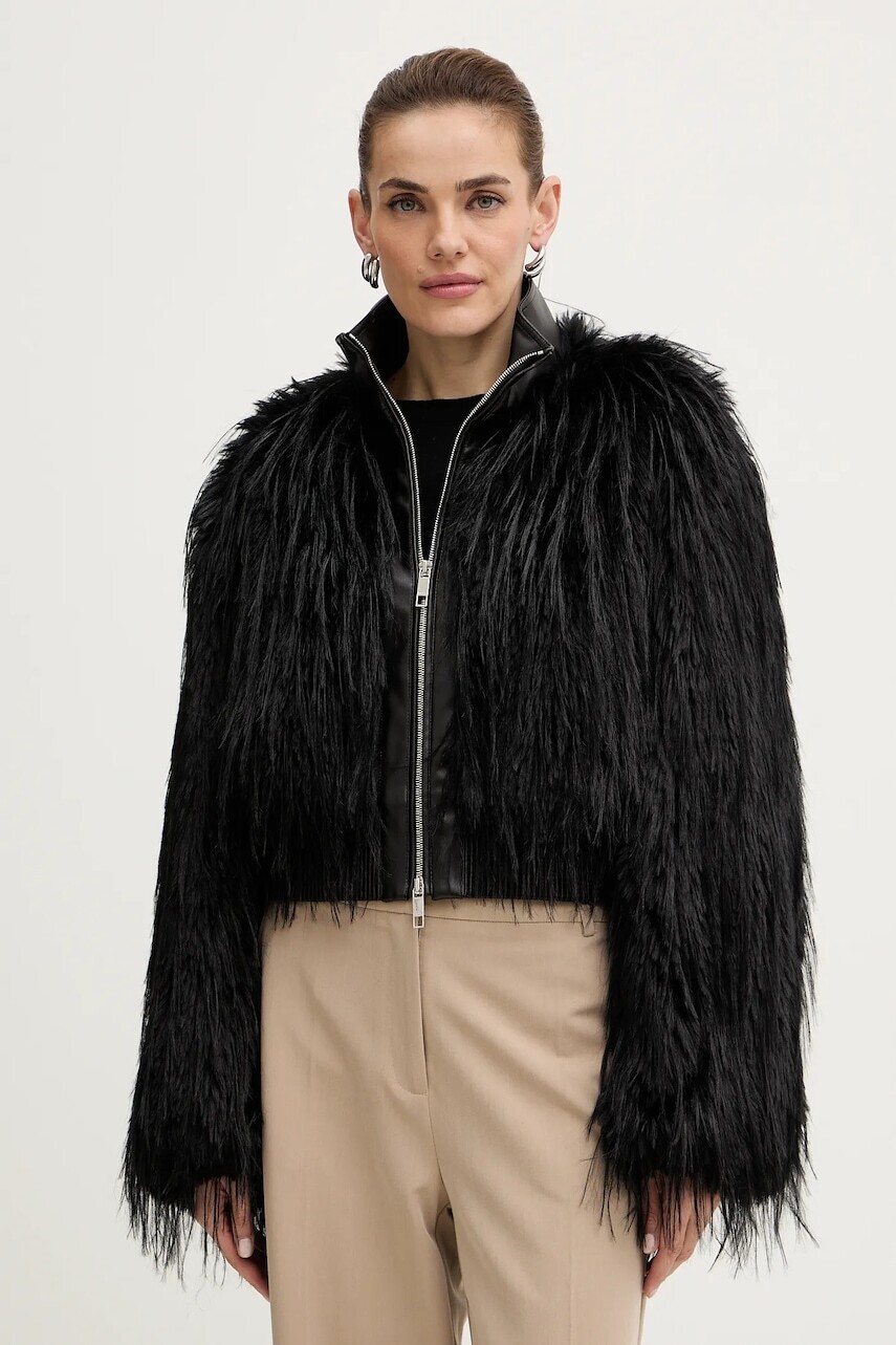 Bunda BOSS čierna farba, prechodná, 50548357