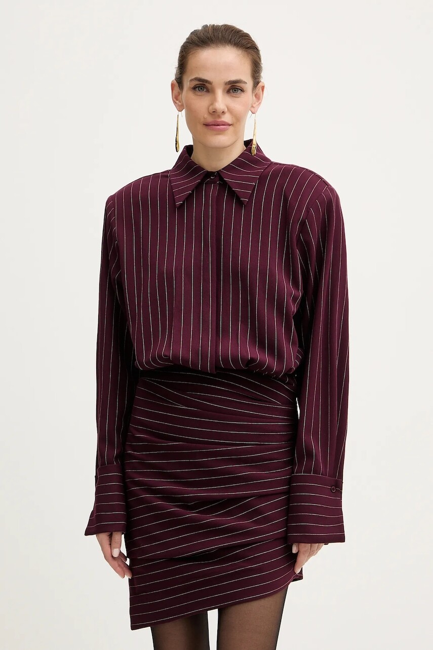 Šaty Retrofete Narine bordová farba, mini, rovný strih, FW24-10168