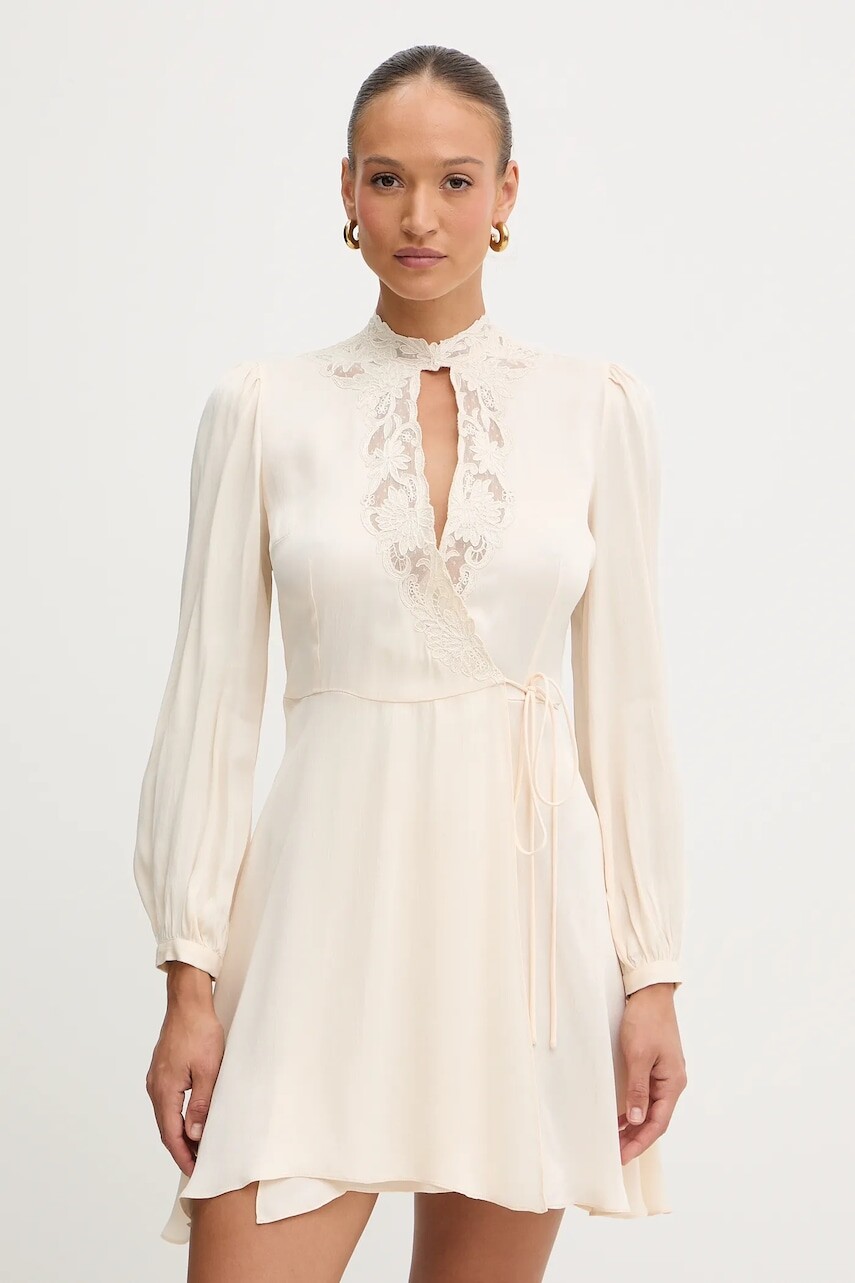 Šaty Twinset béžová farba, mini, áčkový strih, 252TT2245