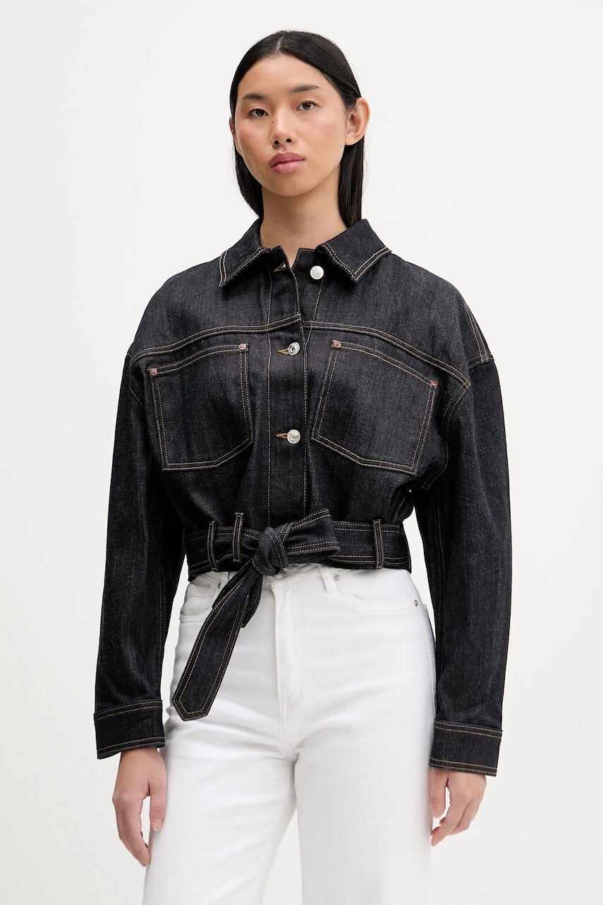 Rifľová bunda HUGO tmavomodrá farba, prechodná, 50558837