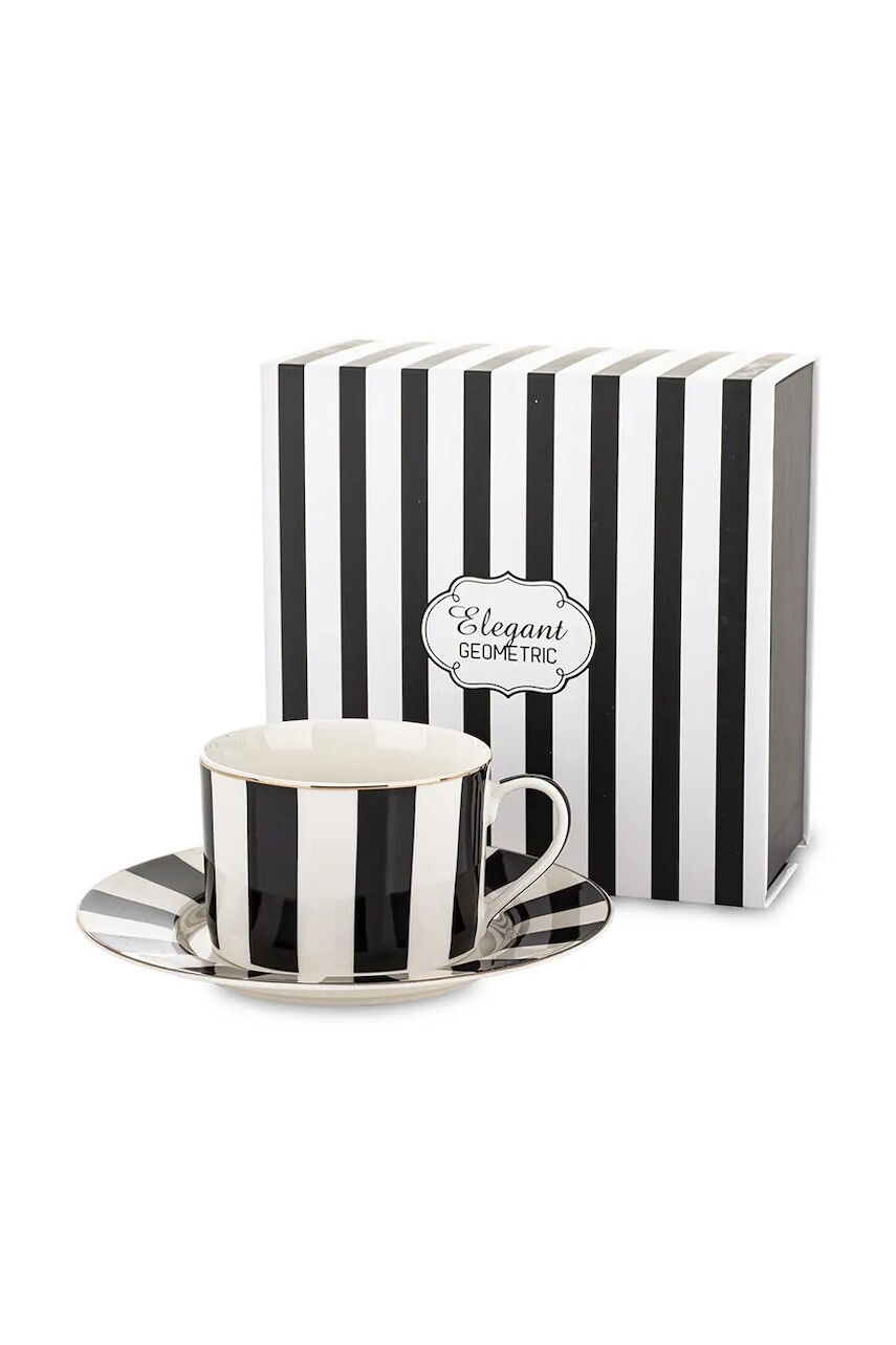 Šálka ​​s podšálkou home & lifestyle 220 ml čierna farba