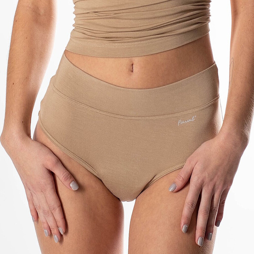 FAVAB Bambusové inkontinenčné nohavičky s vysokým pásom LINA telové, Veľkosť: M