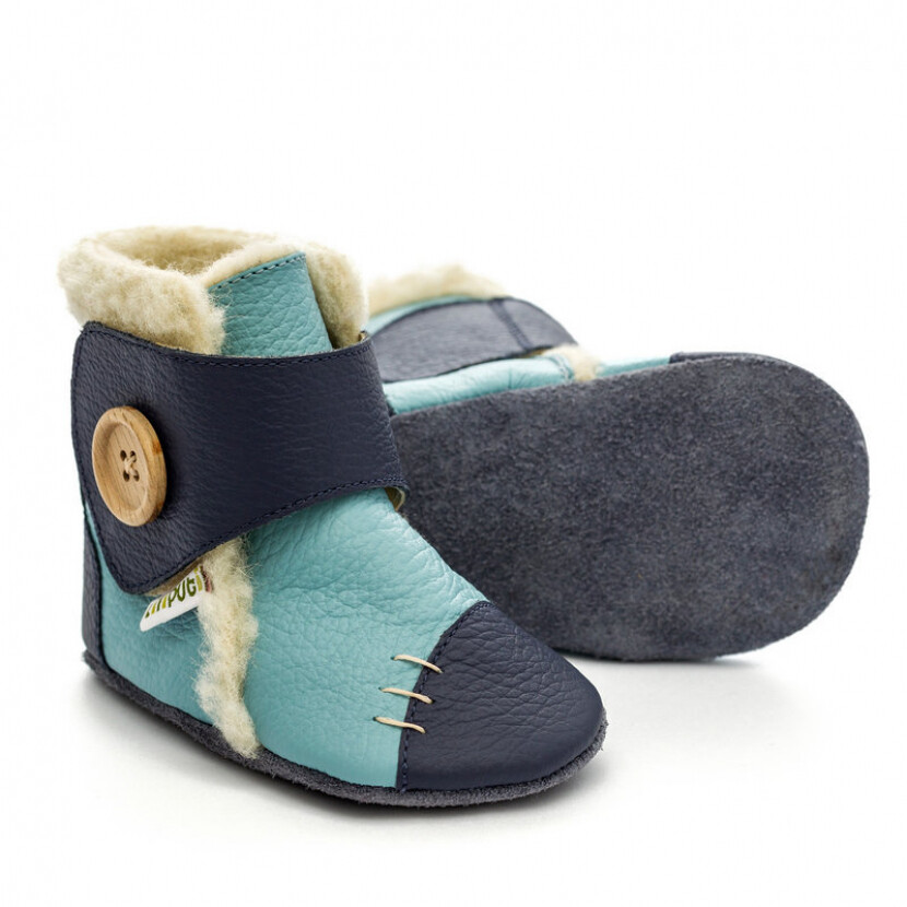 Kožené zimné topánočky Liliputi Soft Soled North Sea - modré, M