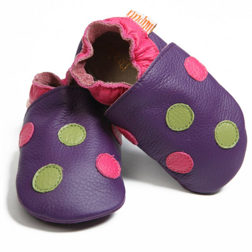 Kožené topánočky Liliputi Soft Soled Polka Dots Purple - fialové-ružové, S