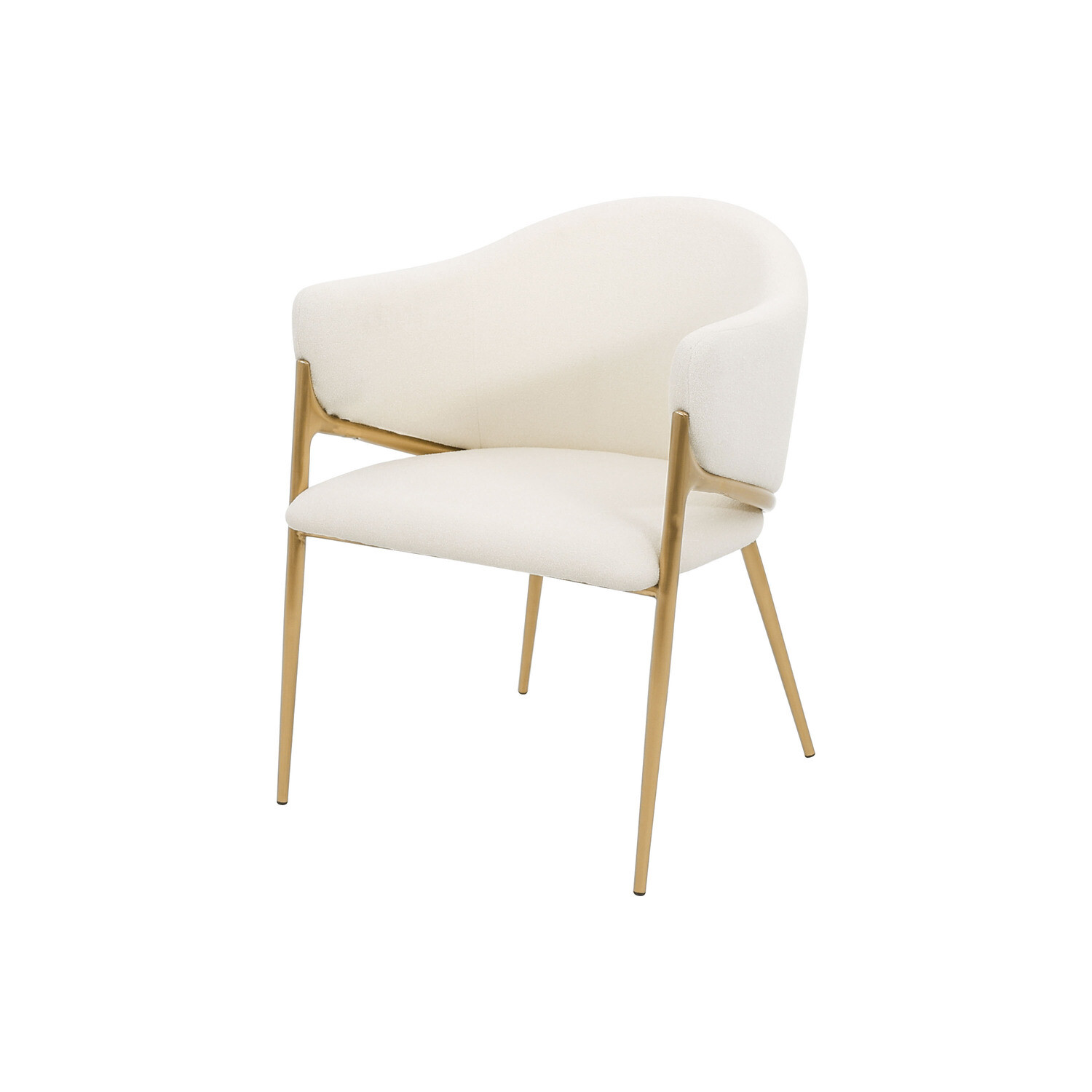 Čalouněné jídelní křeslo Modig bouclé bílé/zlaté