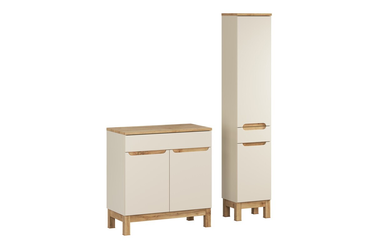 Koupelnová sestava Bali Casad s deskou a skříňkami 80 cm kašmírová/dub wotan