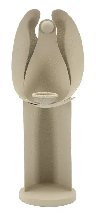 Kovový svícen Angel 37 cm krémový