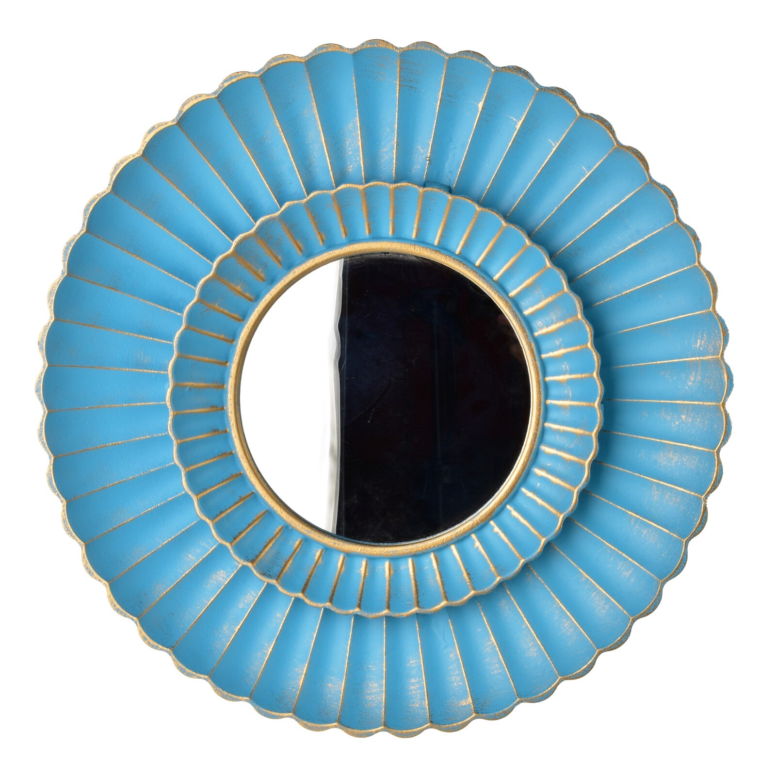 Kulaté nástěnné zrcadlo DAZ 50 cm modré